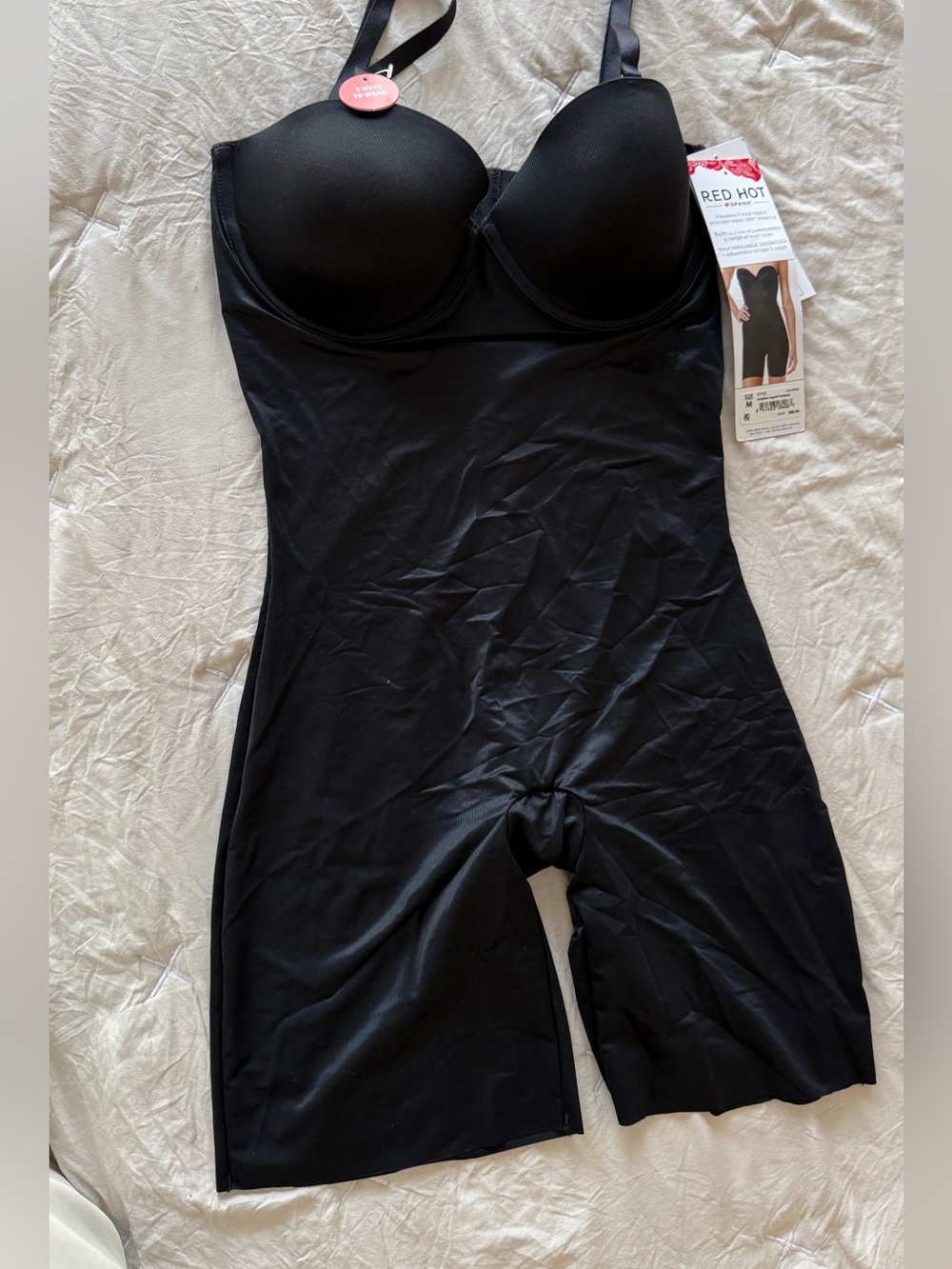 SPANX Black Sculpting Longline Bodysuit with Built-In Cups